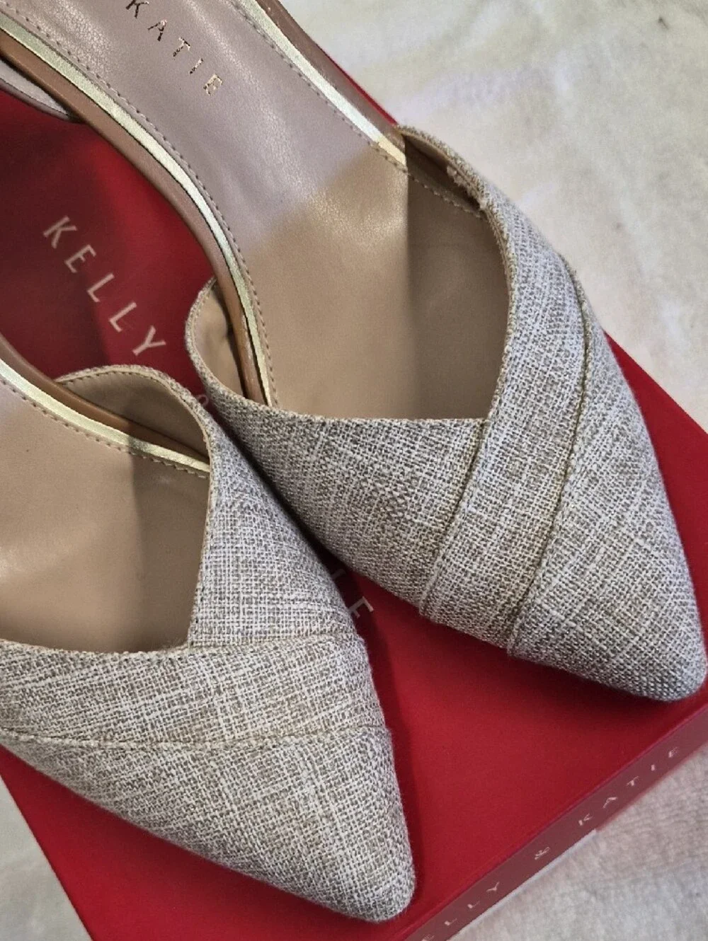 Kelly & Katie Two-Tone Pointed D'Orsay Pumps - Beige & Tan Size 8.5